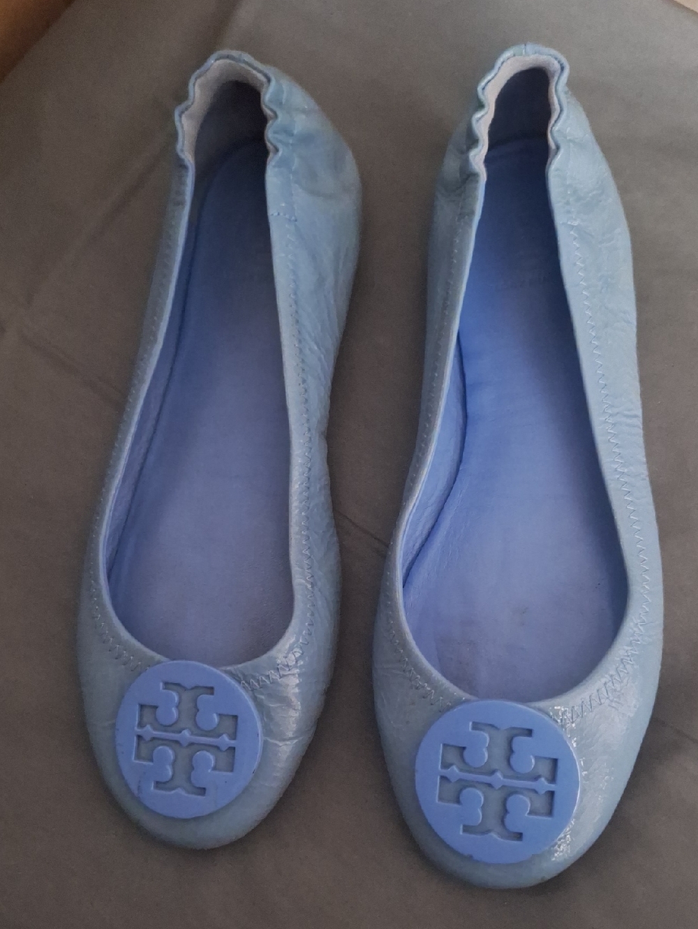 Tory Burch Light blue, metallic leather Size 81/2 Flats Slip Ons